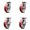 Service Caster 8 Inch Red Poly on Cast Iron Swivel Caster Set with Roller Bearings 2 Brakes SCC-35S820-PUR-RS-2-SLB-2 - alternate 1